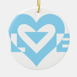 Cool Love Graphic, Blue Ceramic Ornament