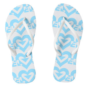 Cool Love Graphic, Blue Flip Flops