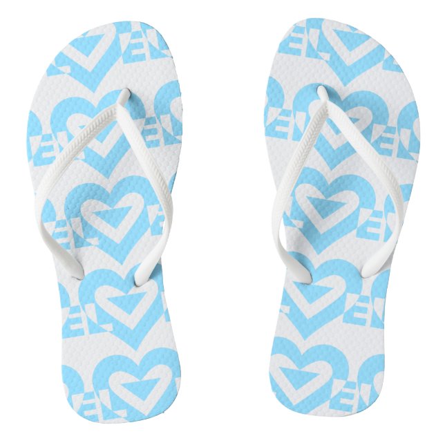 Cool Love Graphic, Blue Flip Flops (Footbed)