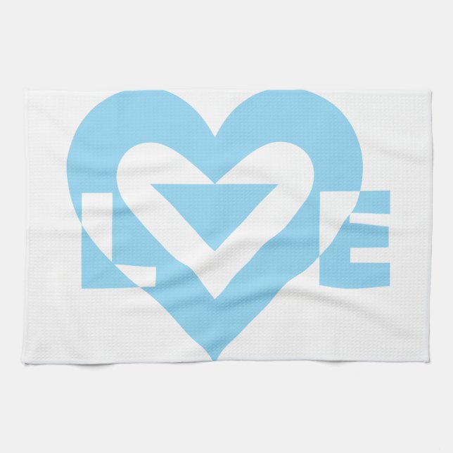 Cool Love Graphic, Blue Kitchen Towel (Horizontal)