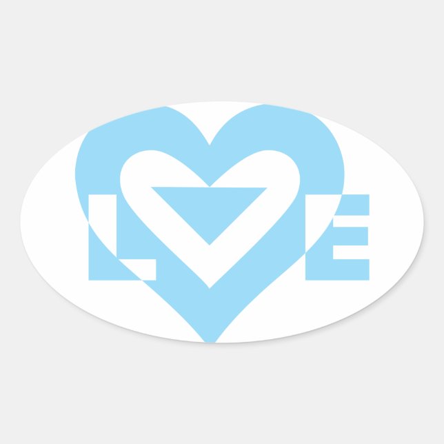 Cool Love Graphic, Blue Oval Sticker (Front)
