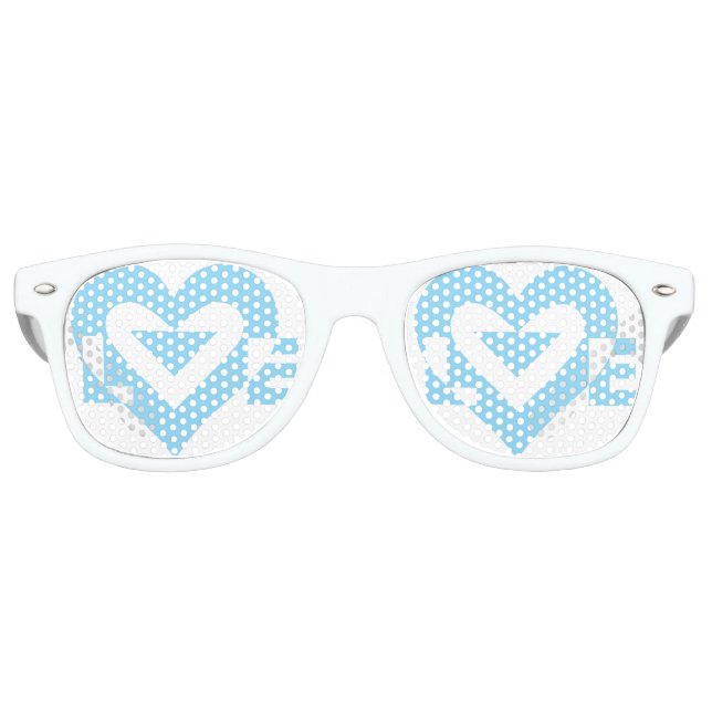 Cool Love Graphic, Blue Retro Sunglasses (Front)