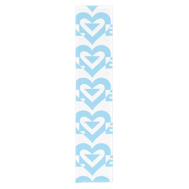 Cool Love Graphic, Blue Short Table Runner (Front)