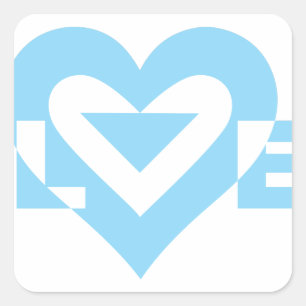 Cool Love Graphic, Blue Square Sticker