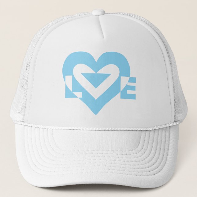 Cool Love Graphic, Blue Trucker Hat (Front)
