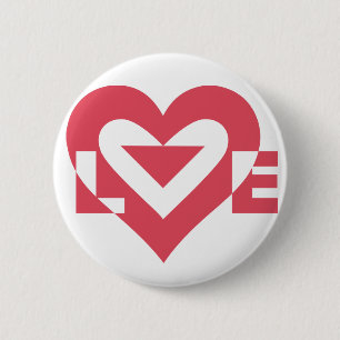 Cool Love Graphic, Cherry Pink 2 Inch Round Button