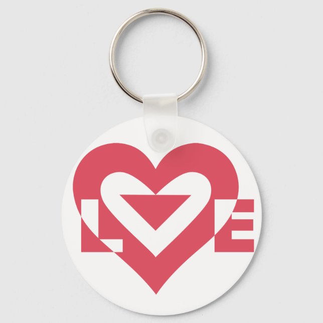 Cool Love Graphic, Cherry Pink Keychain (Front)