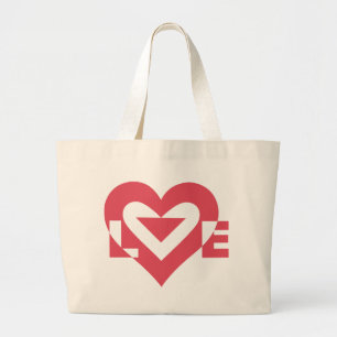 Cool Love Graphic, Cherry Pink Large Tote Bag