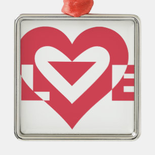 Cool Love Graphic, Cherry Pink Metal Ornament