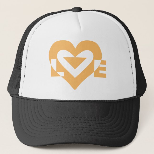 Cool Love Graphic, Orange Trucker Hat (Front)