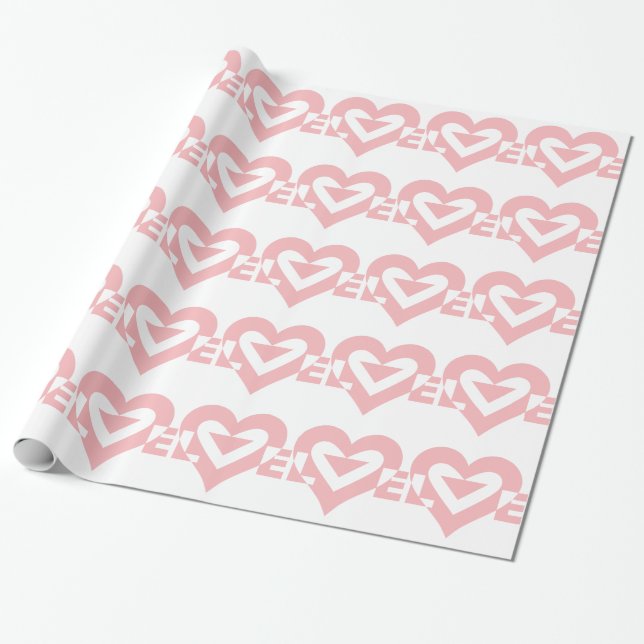 Cool Love Graphic, Pink Wrapping Paper (Unrolled)