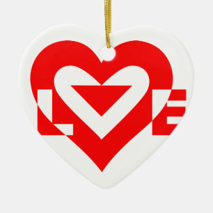 Cool Love Graphic, Red Ceramic Ornament