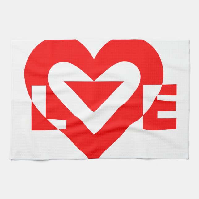 Cool Love Graphic, Red Kitchen Towel (Horizontal)