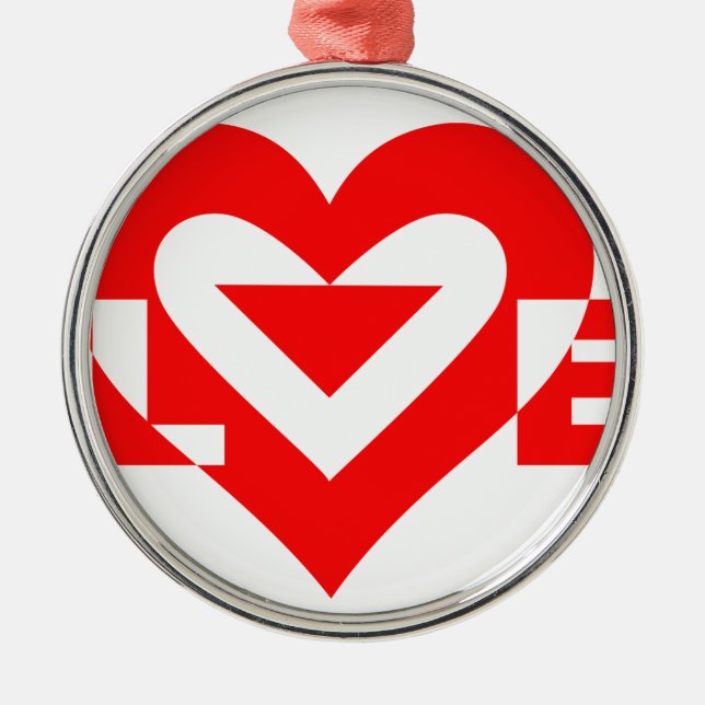 Cool Love Graphic, Red Metal Ornament (Front)