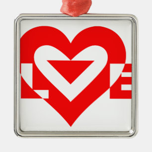 Cool Love Graphic, Red Metal Ornament