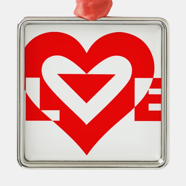 Cool Love Graphic, Red Metal Ornament (Front)