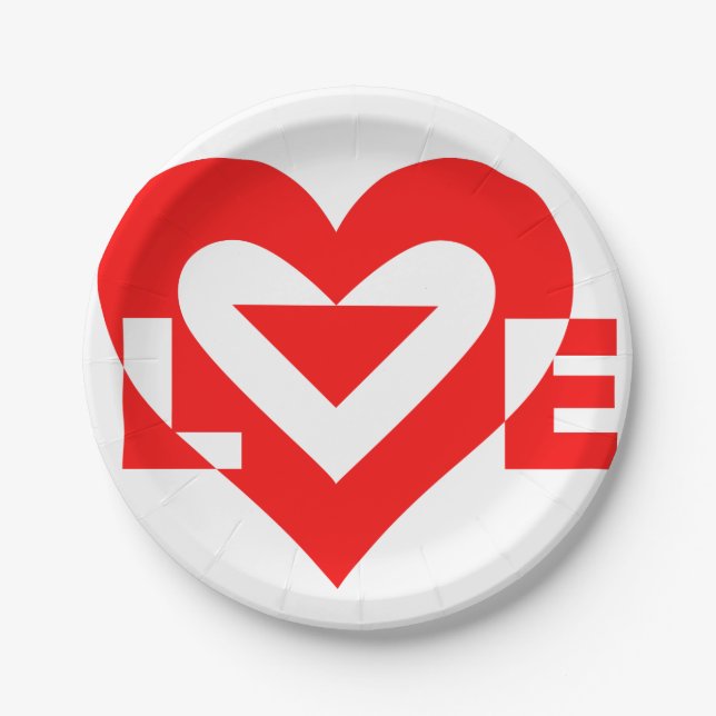 Cool Love Graphic, Red Paper Plate (Front)