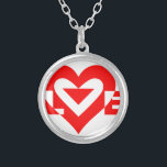 Cool Love Graphic, Red Silver Plated Necklace<br><div class="desc">Custom graphic logo design. LOVE in red.</div>