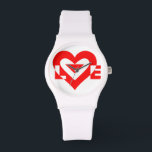 Cool Love Graphic, Red Watch<br><div class="desc">Custom graphic logo design. LOVE in red.</div>