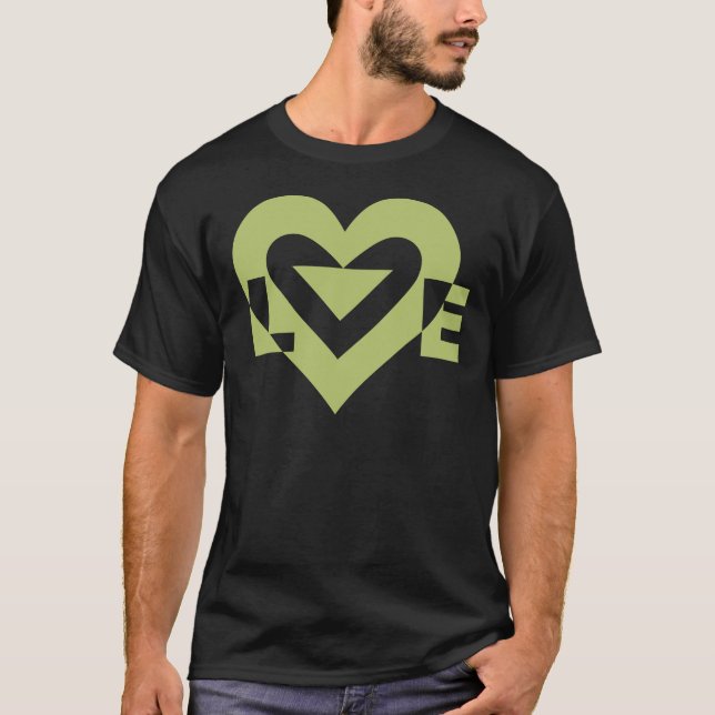 Cool Love Graphic, Sage Green T-Shirt (Front)