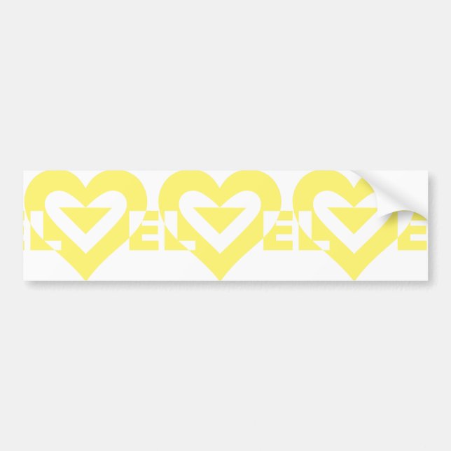Cool Love Graphic, Yellow Bumper Sticker (Front)