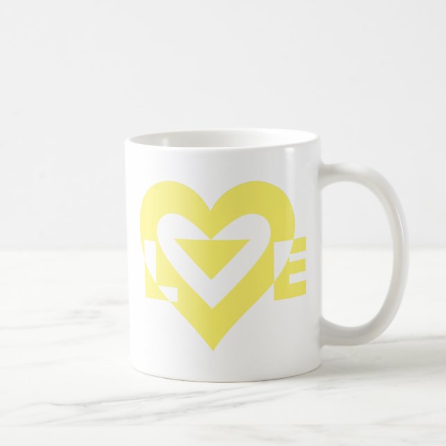Cool Love Graphic, Yellow Coffee Mug (Right)