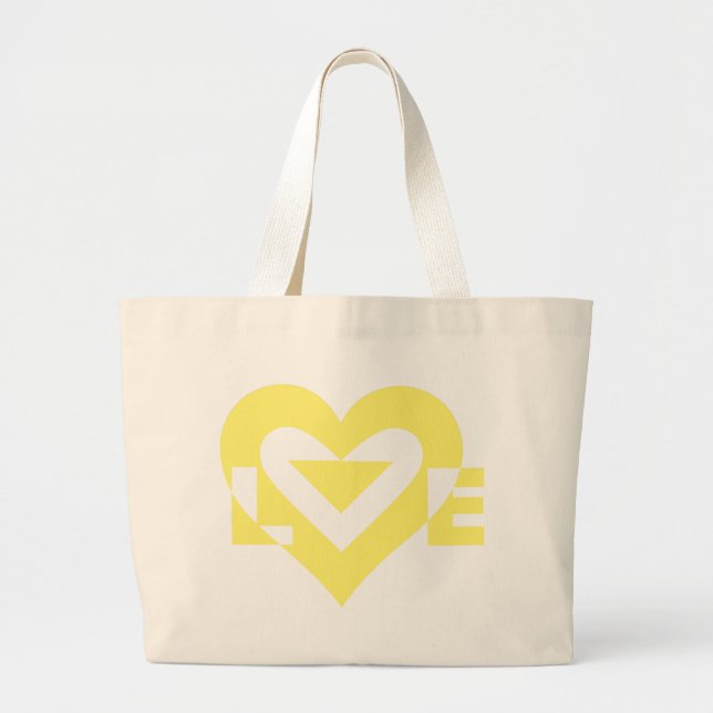 Cool Love Graphic, Yellow Large Tote Bag (Front)