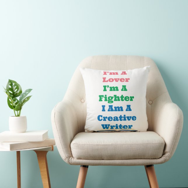 Cool Lover Fighter Creative Writer Author Saying Throw Pillow (Chair)