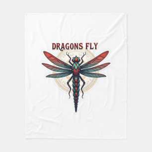 Cool Machined Steampunk Dragonfly - Dragons Fly -  Fleece Blanket