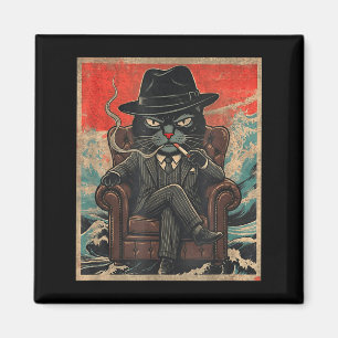 Cool Mafia Cat Funny The Catfather Smoking Vintage Magnet