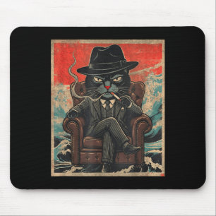 Cool Mafia Cat Funny The Catfather Smoking Vintage Mouse Pad