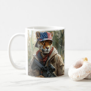 Cool MAGA Big Cat with Gun & Camouflage JAGUAR Coffee Mug