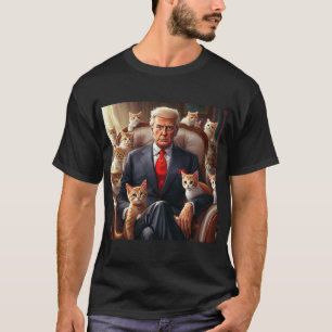 Cool MAGA Cat TRUMP surrounded by KITTENS funny T-Shirt