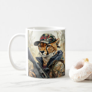 Cool MAGA Cat with Gun & Camouflage CHEETAH Coffee Mug