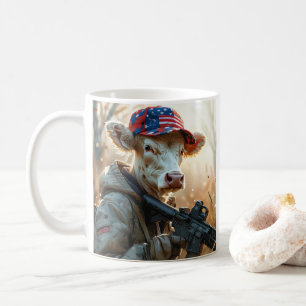 Cool MAGA Cow with Gun and Camouflage Cute AMERICA Coffee Mug