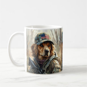 Cool MAGA Dog with Gun and Camouflage Cute puppy Coffee Mug