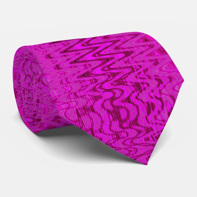 Cool Magenta Abstract Tye Dye Retro Waves Tie (Rolled)