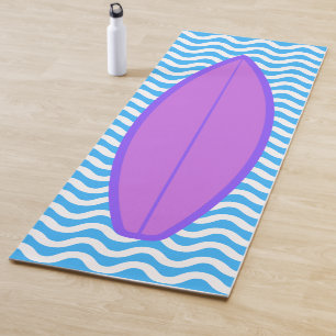 Cool Magenta Blue Waves Surfing Yoga Mat