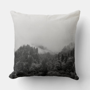 Cool, magical foggy nature throw pillow