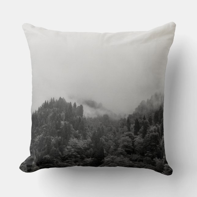 Cool, magical foggy nature throw pillow (Front)