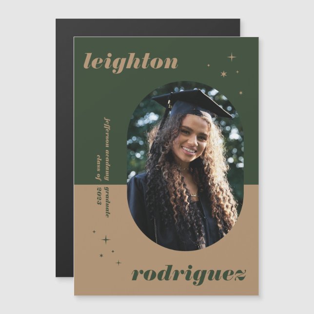 Cool Magnet Rounded Photo Graduation Announcement (Front/Back)