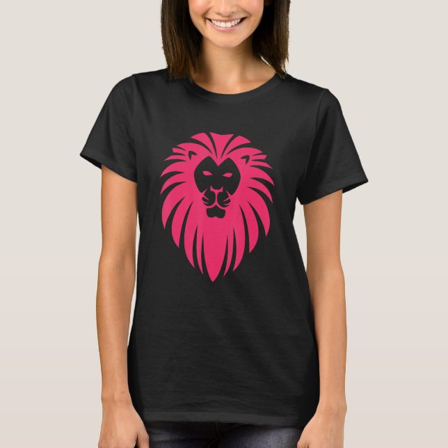 Cool Majestic Lion Head pink Wildlife T-Shirt (Front)