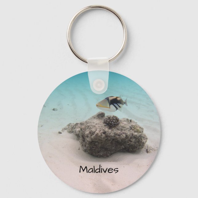 Cool Maldives Underwater Coral Fish Souvenir Keychain (Front)