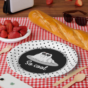 Cool Maltese Dog with Sunglasses Cute Funny Paper Plate