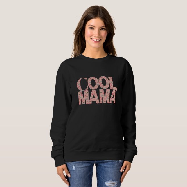 Cool Mama Typography Pretty Hearts Sweatshirt (Front Full)