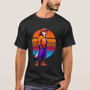 Cool Maned Wolf Modern Urban Style Sunset Retro Ar T-Shirt