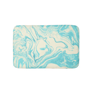 Cool Marble Design in Turquoise and Cream Bath Mat