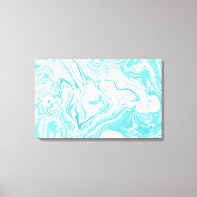 Cool Marble Design in Turquoise and Cream Canvas Print (Front)