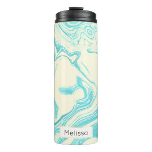 Cool Marble Design in Turquoise and Cream Custom Thermal Tumbler
