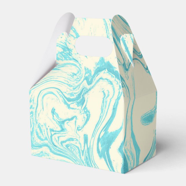 Cool Marble Design in Turquoise and Cream Favor Box (Back Side)